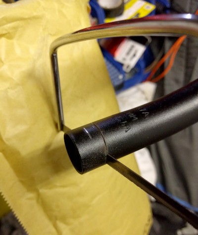 Cutting a bit off the end of the bars so it's not so far back.