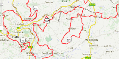 Map of Wiltshire/Avon with wiggly red line.